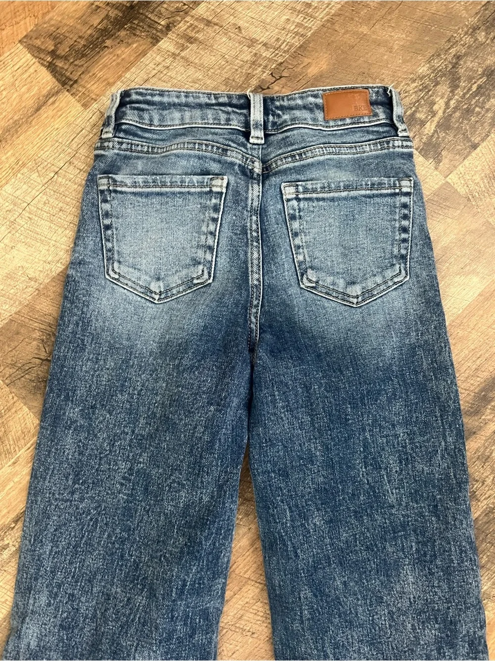 BKE Distressed Wide-Leg Jeans - Blue